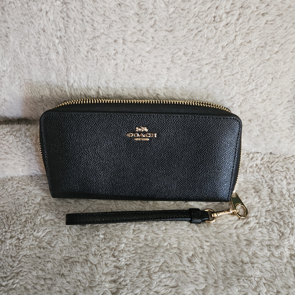 Coach Black Wristlet with Gold Accents - Picture 6 of 7